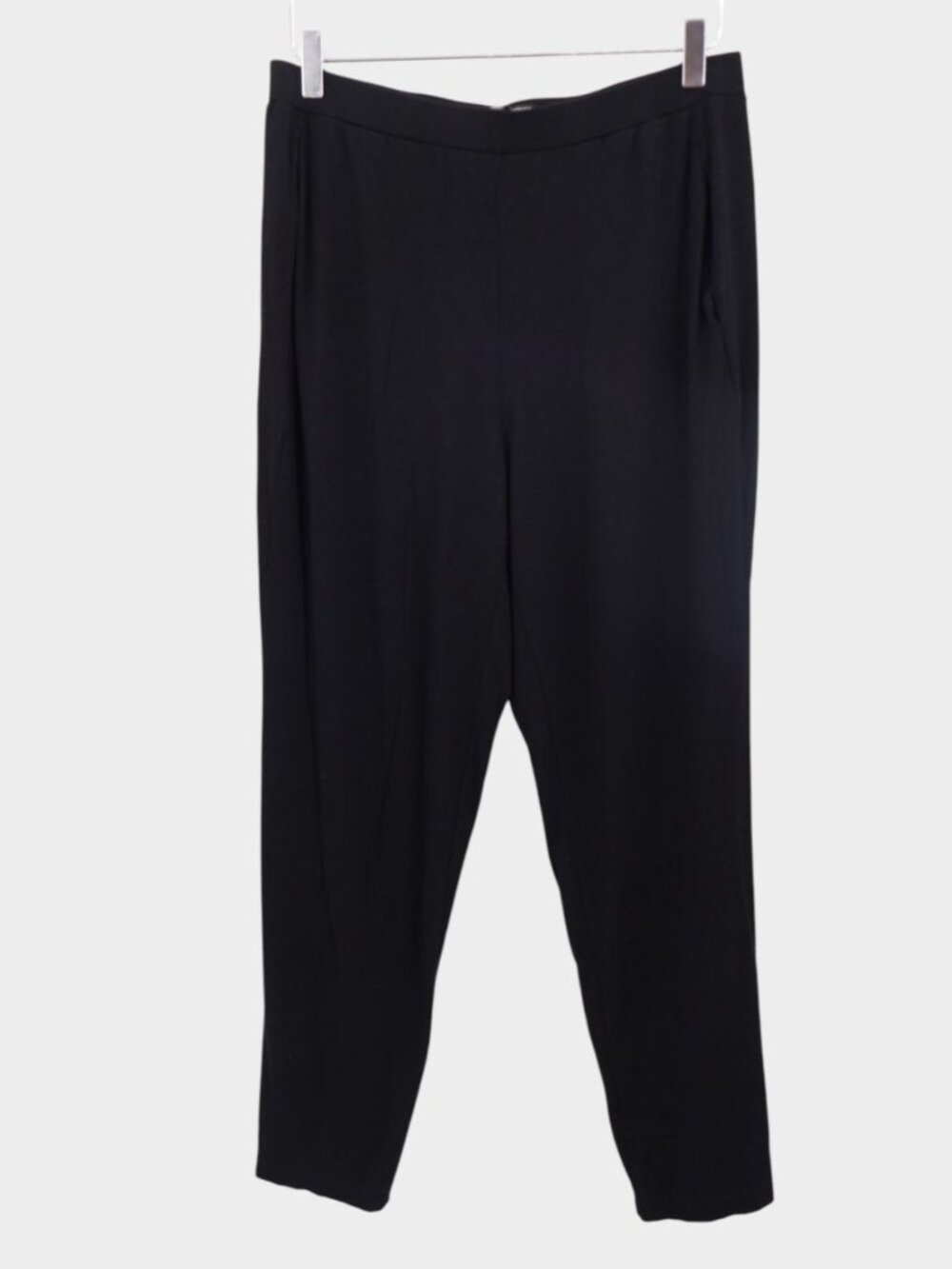 Eileen Fisher Black Slim Tapered Ankle Pants Size M Stretch Knit Pull On